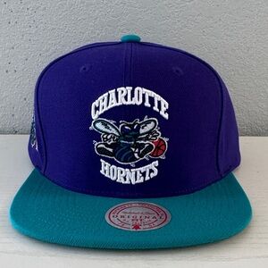 Mitchell & Ness Purple and Teal Charlotte Hornets Cap